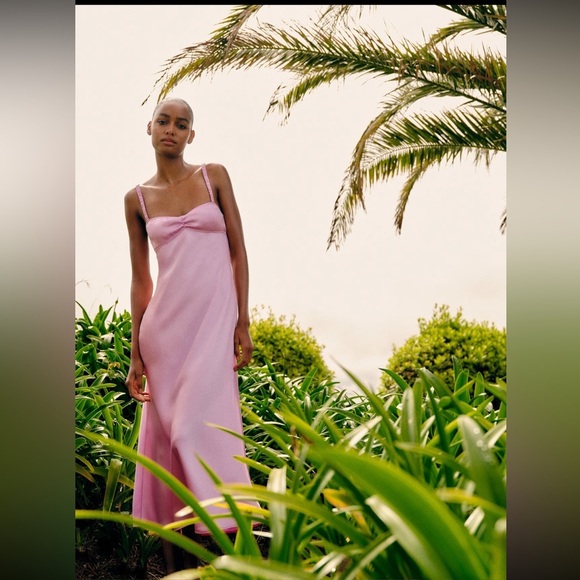 Satin effect midi slip dress M - Picture 1 of 11